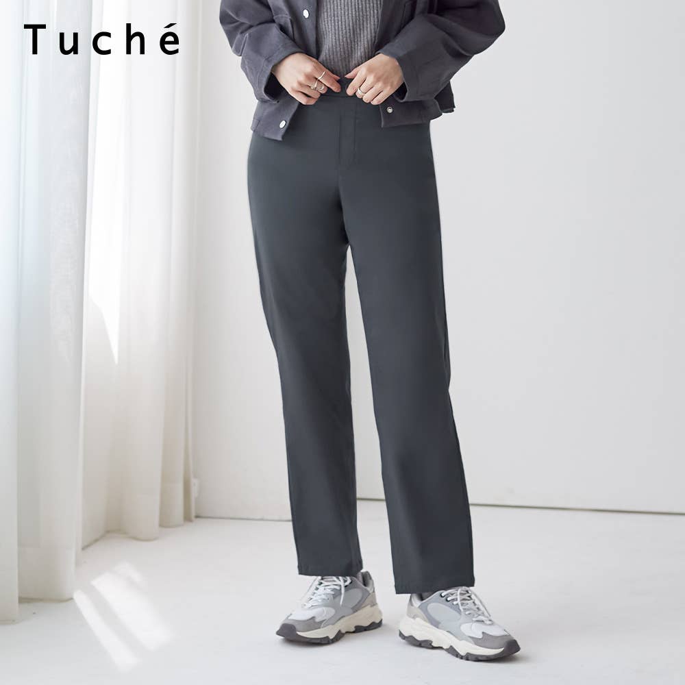 裏微起毛 マットレーヨン混 ストレートパンツ